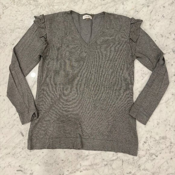 Women's Calvin Klein Long Sleeve V-Neck Sweater - Picture 1 of 2